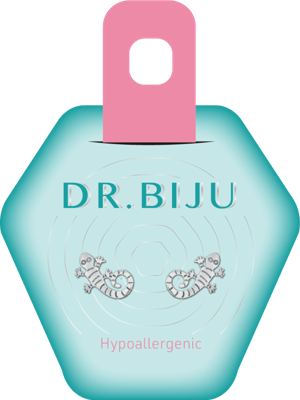 DR. BIJU Naušnice Gekko whi.bron. 1par