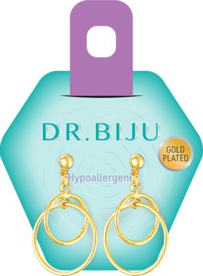 DR.BIJU naušnice Duo ring gold 1 par