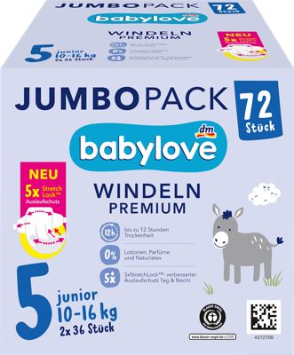 babylove pelene jumbo 5 junior 72 kom.