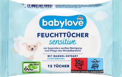 babylove vlažne maramice sens. 15 kom
