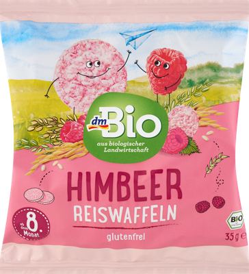 dmBio 8+ mj. rižini krekeri malina 35 g