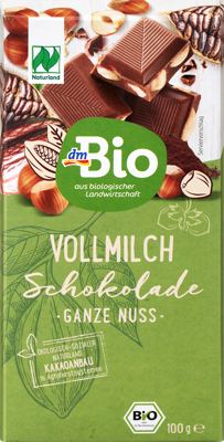 dmBio mliječna čokol. cijeli lješ. 100 g