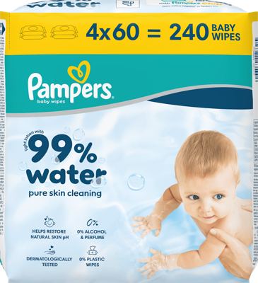 4X60 PAMPERS WIPES AQUA-STAND.-VAR.