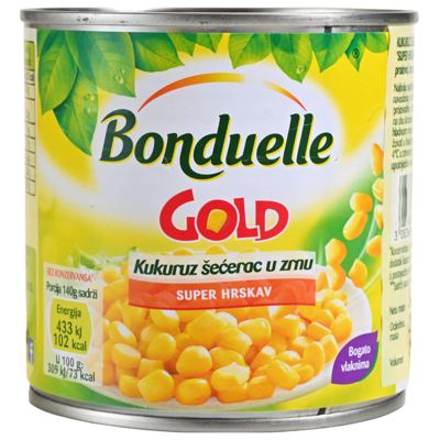 KUKURUZ ŠEĆERAC 340g BONDUELLE-OCIJEĐENA MASA 285g