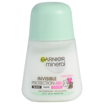 DEO ROLLON WOMEN MINERAL INVIS BLACK & WHITE COLORS 50ML GARNIER