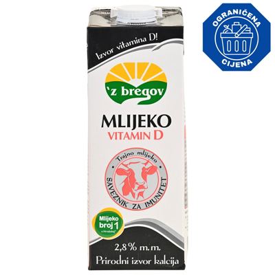 N-MLIJEKO Z BREGOV 1.00L VITAMIN D 2,80%MM ČEP UHT