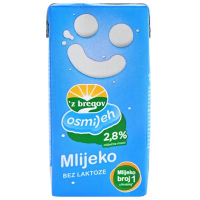 Z bregov UHT mlij.2,8%mm bez lakt. 0,2l