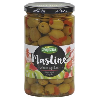 MASLINE 700g ZEL.PAPRIKA ZVIJEZ.-ocijeđena masa 400g