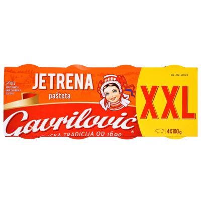 N-PAŠTETA GAVRILOVIĆ JETRENA 4*100G XXL OBIT.PAKIRANJE -7/1-