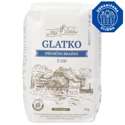 PŠENIČNO BRAŠNO T-550 GLATKO 1kg MLIN PUKANIC