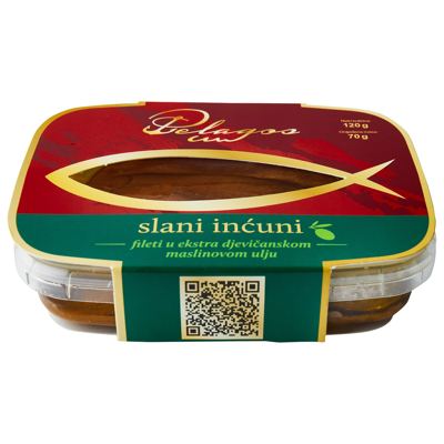 INĆUNI SLANI FILET U 100% DJ. MASLI. ULJU 70g PELAGOS