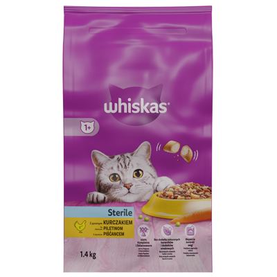 WHISKAS STERILE 1+PILETINA 1,4kg
