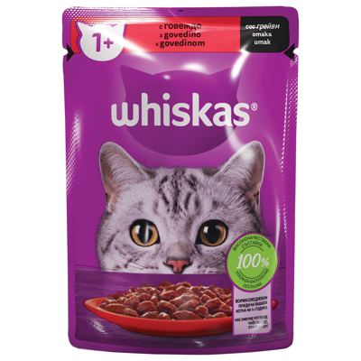 WHISKAS 1+ VR GOVEDINA U UMAKU 85g