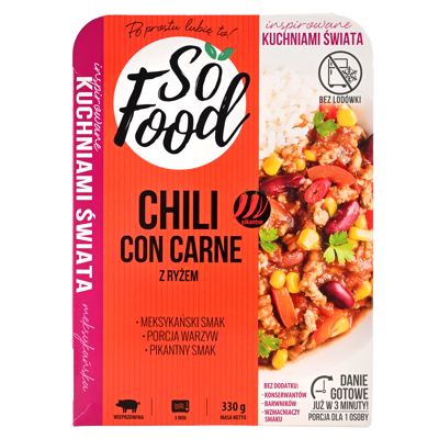 CHILLI CON CARNE S RIŽOM 330 G SO FOOD