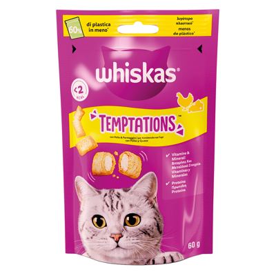 POSLASTICA ZA MAČKE WHISKAS TEMPATATIONS PILETINA I SIR 60G MARS