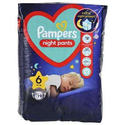 Pampers pel.gać. noćne vel.6, 19kom