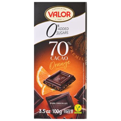 ČOKOLADA NARANČA BEZ DODANOG ŠEĆERA 100g VALOR