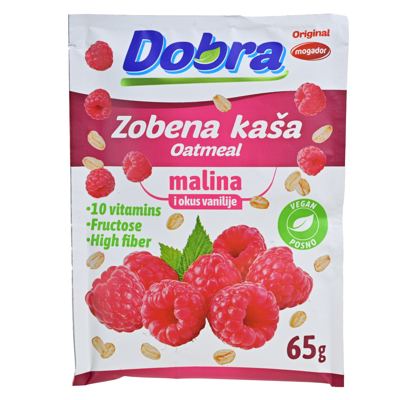 ZOBENA DOBRA KAŠA MALINA VANILIJA 65g