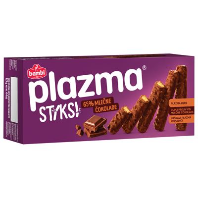 PLAZMA STIKSI 125G-KEKS PRELIVEN MLECNOM COKOLADOM BAMBI