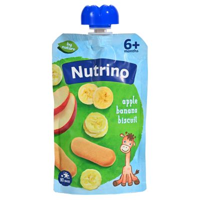 POUCH JABUKA BANANA S KEKSOM 100 G NUTRINO