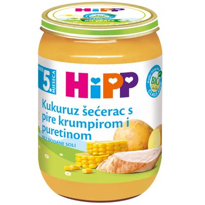 HIPP KAŠICA-ŠEĆERAC,PIRE,ĆURETINA 5M+ 190 G