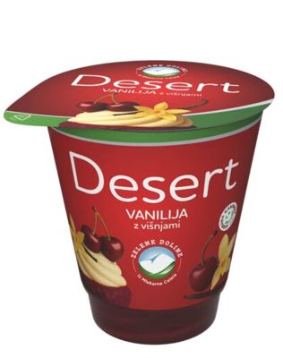 JOGURT S VANILIJOM I VIŠNJOM 4,9%m.m. 150g zelene doline