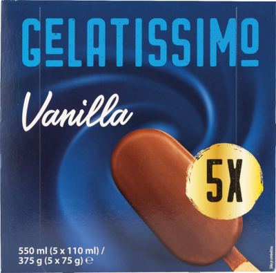 SLAD GELATISSIMO VANIL ČOKO 5x110 ml