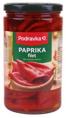 PAPRIKA CRVENI FILETI 660g PODRAVKA ocijeđ mase 300g