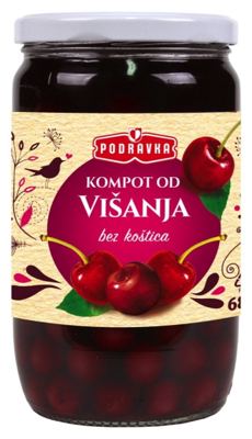 Podravka komp. višnja 680g/340g