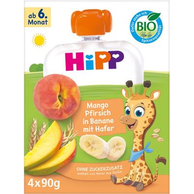 HIPP BIO BANANE, MANGO, BRESKE S ZOBI 4 X 90G