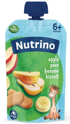 POUCH JABUKA KRUSKA BANANA S KEKSOM 100 G NUTRINO