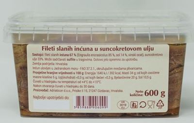 FILETI SLANIH INĆUNA U SUNCOKRETOVOM ULJU 600 g