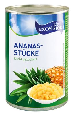 KOMPOT ANANAS KOCKA 565G/340G EXCELSIOR