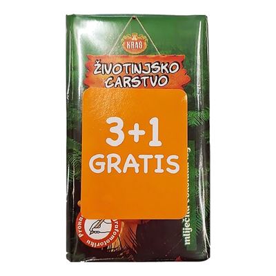 ČOKOLADA KRAŠ ŽIVOTINJSKO CARSTVO 3+1 GRATIS MULTIPACK 60G