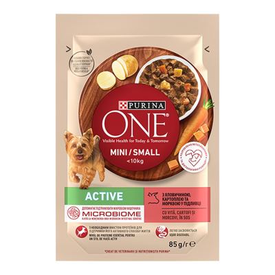 HRANA ZA PSE ONE MINI DOG ACTIVE GOVEDINA I KROMPIR U SOSU 85G