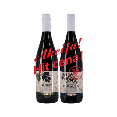 KUPINOVO VINO 0.75+VOĆNO VINO BOROVNICE 0.75
