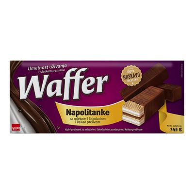 NAPOLITANKE ČOKO SA PRELIVOM WAFFER 145G