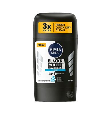 DEO STIK MEN B&W INVISIBLE FRESH NIVEA 50ML