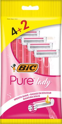 BRIJAČ BIC ŽENSKI BIC3 PURE3 PINK KESICA 4+2