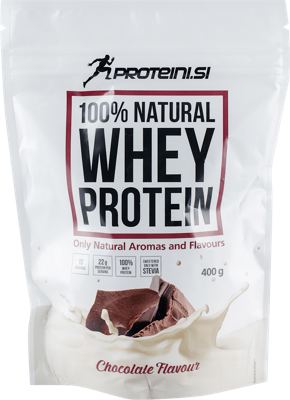 PROTEIN 100% NATURAL WHEY 400 GR ČOKOLADA PROTEINI SI