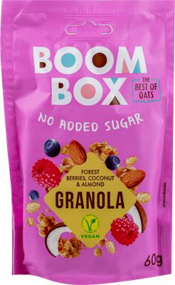 MUSLI OVSENA GRANOLA ŠUMSKO VOĆE KOKOS BADEM 60GR BOOM BOX