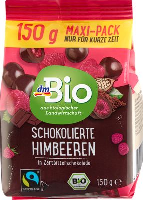 dmBio maline u crnoj čokoladi 150g