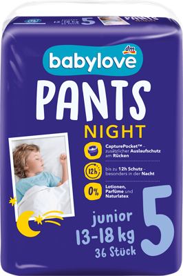 babylove noćne pelene gaćice vel.5 36kom