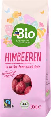 dmBio maline u beloj čokoladi 85g