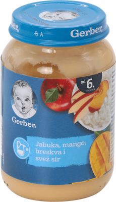 KAŠICA JABUKA, MANGO, BRESKVA, SVEŽ SIR 190G GERBER