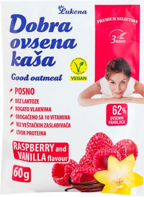 DOBRA KAŠA 60G OVSENA-MALINA VANILA