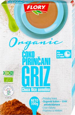 GRIZ ORGANIC ČOKO PIRINČANI 300 GR FLORY