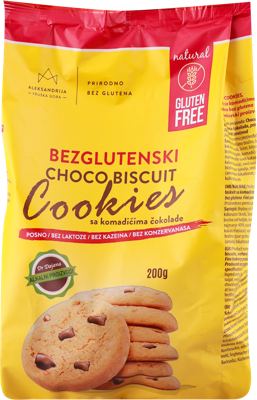 KEKS BEZ GLUTENA COOKIES SA ČOKOLADOM IN 200G