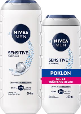 NIVEA MEN tuš/gel SENSITIVE 500ml+250ml