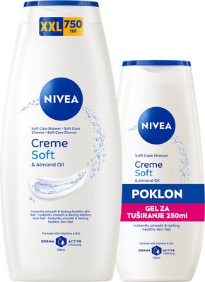 NIVEA tuš/gel creme care750+250ml gratis